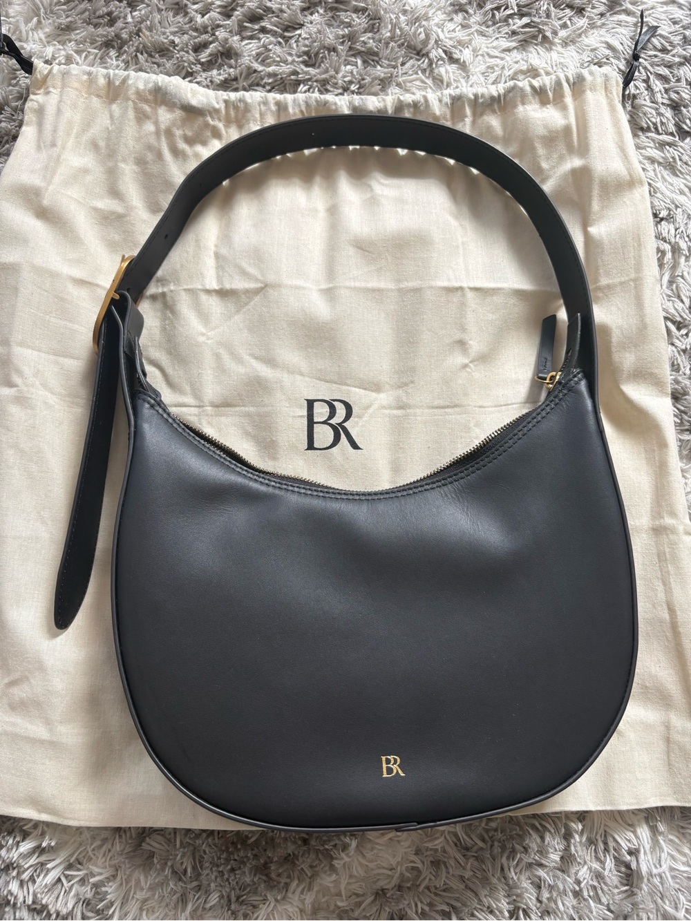 Banana Republic Black Leather Crescent Shoulder Hobo